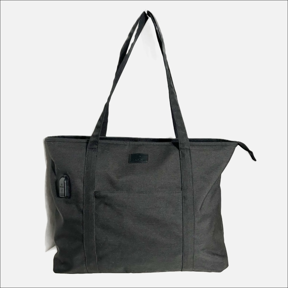 Relavel USB Fully Lined Waterproof Nylon Laptop Tote Shoulder Bag Lightly Padded
